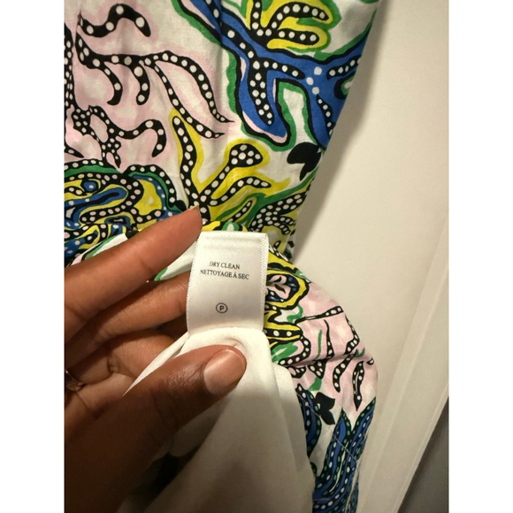 Women's A.L.C. One Shoulder Dress S White Blue Green Paisley Print - Picture 10 of 10